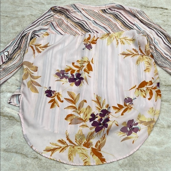Anthropologie | Fig & Flower Blouse | Pink Stripes‎ & Floral | Size Small - Picture 11 of 12